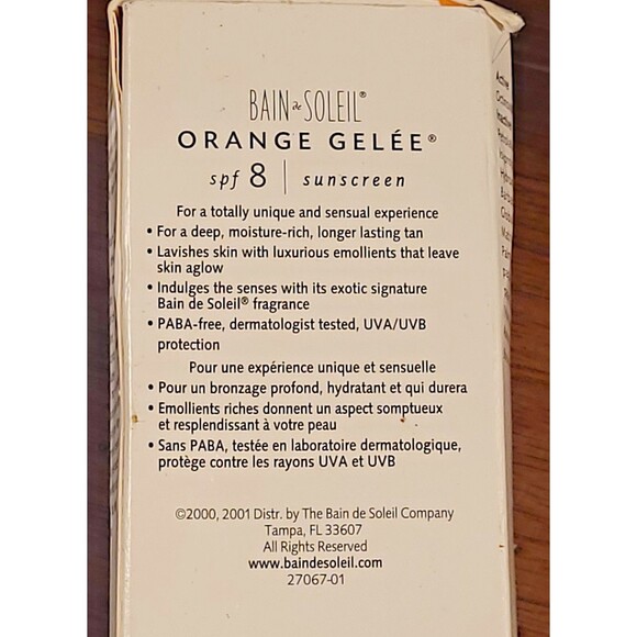 BAIN de SOLEIL Orange Gelee SPF 8 Sunscreen Classic 3.12 oz SHELFWARE Gel - Picture 9 of 16
